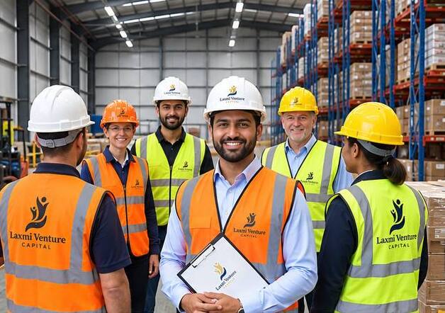 Laxmi Venture Capital team on site in a logistics warehouse